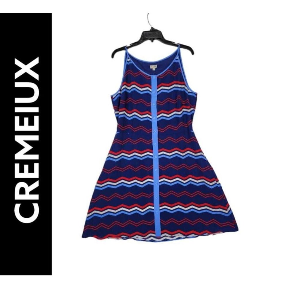 Cremieux Womans Size 14 Multicolored Sleeveless Dress Striped Scoopneck